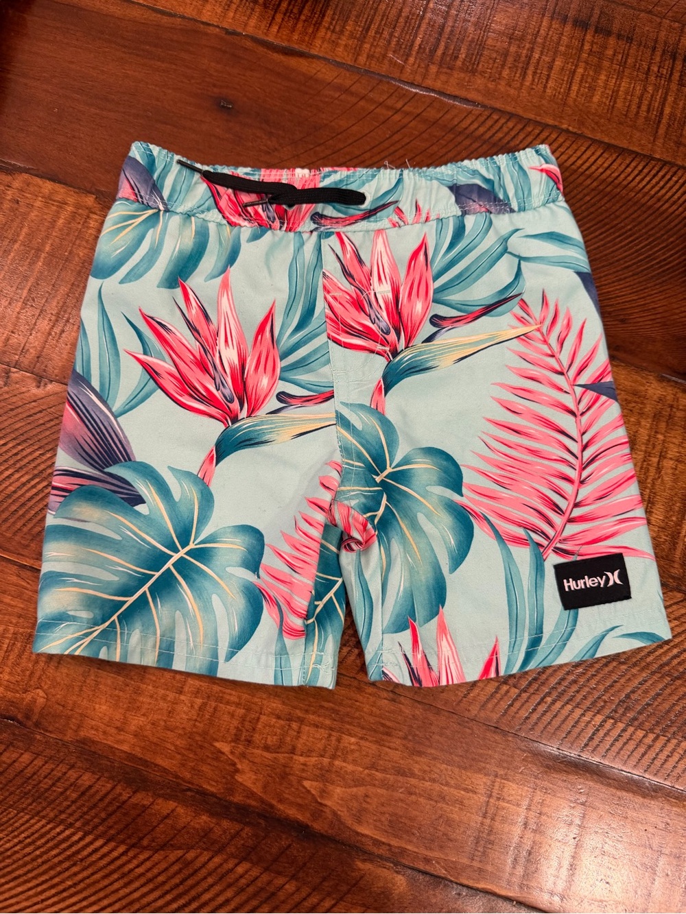 Hurley boys Swim Shorts with Pink Tropical Print